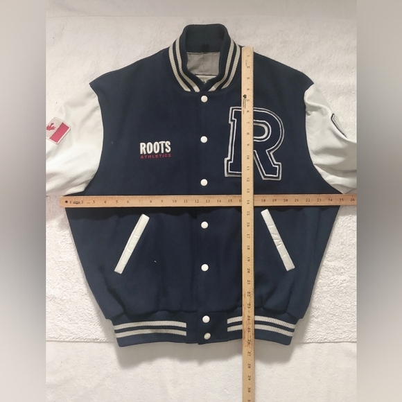 Vintage ROOTS Canada Wool Body Leather Arms Letterman Varsity 2000 Jacket Coat - Picture 13 of 16